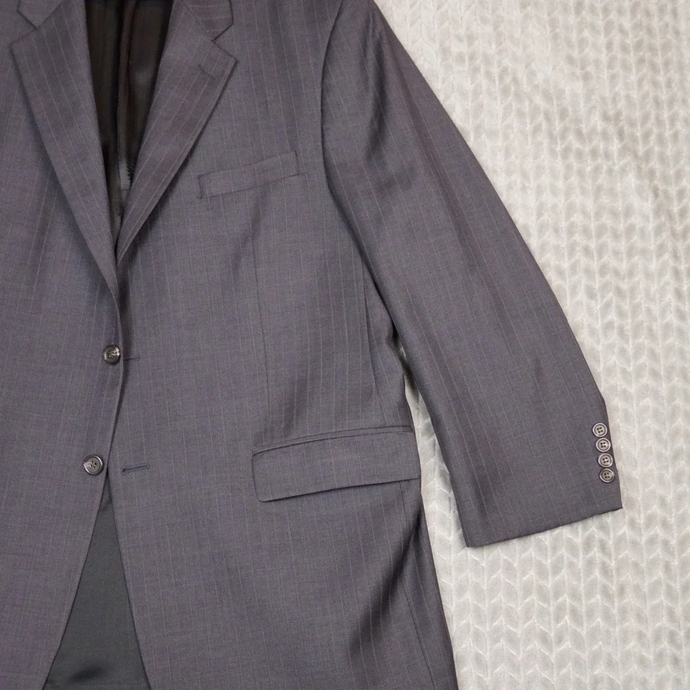 Lauren Ralph Lauren Blazer Mens 46L Gray Pinstripe Sport Coat Wool Blend